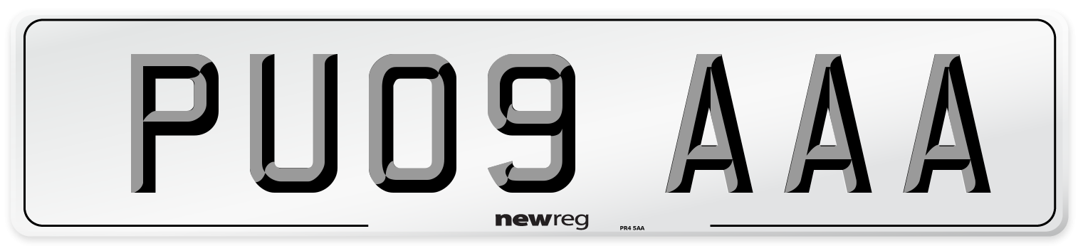 PU09 AAA Number Plate from New Reg